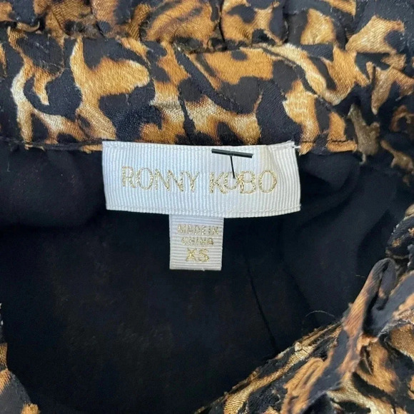 Ronny Kobo leopard tie neck top - Picture 3 of 6